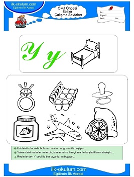 Çocuklar İçin Y Sesi Çalışma Sayfaları 